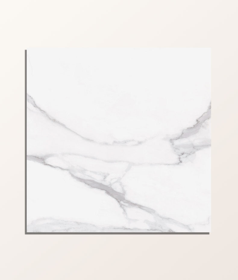 Single square Kensington Porcelain Matt tile showing the white surface and soft grey veining