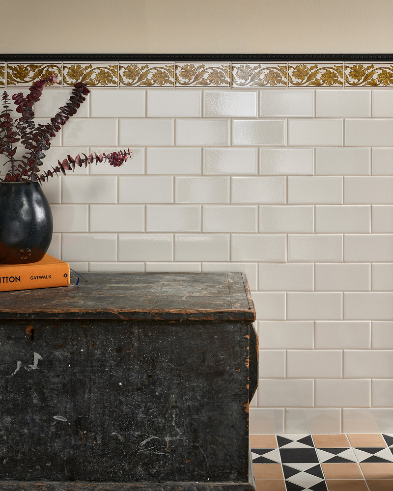 Victorian Style™ Wall Ceramic Decor Carnation Border Ochre||ornamento-composite-trim-luxe, victorian-style-wall-ceramic-cotton-white-metro, victorian-style-porcelain-finchley-pattern-sandstone