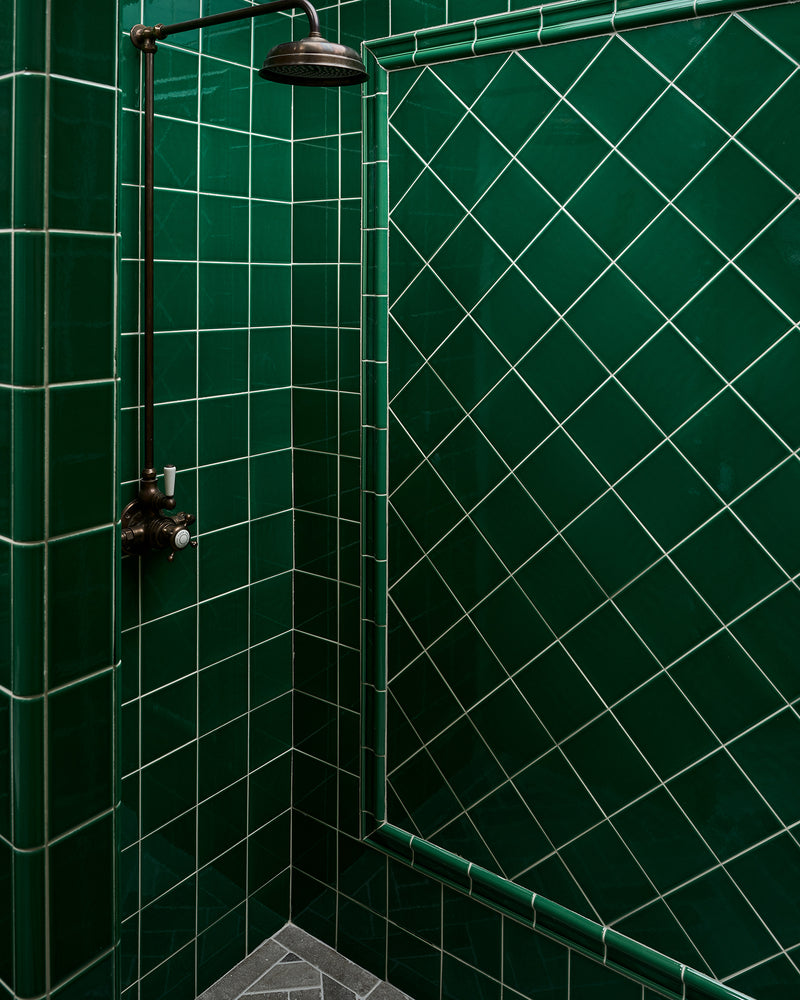 Victorian Style™ Wall Ceramic Emerald Green Square Crackle Glaze|Shown with Victorian Style Emerald Green Dado, Skirting, Metro, Beading and Kimmeridge Tumbled & Etched Parquet|victorian-style-wall-ceramic-emerald-green-dado, victorian-style-wall-ceramic-emerald-green-simple-beading, victorian-style-wall-ceramic-emerald-green-metro, victorian-style-wall-ceramic-emerald-green-skirting, kimmeridge-limestone-parquet-tumbled-and-etched