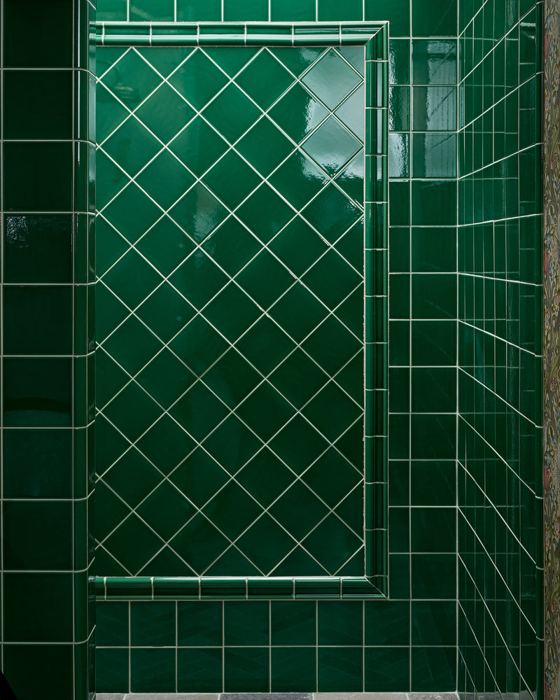 Victorian Style™ Wall Ceramic Emerald Green Dado Crackle Glaze|Shown with Victorian Style Emerald Green Square, Metro, Beading|victorian-style-wall-ceramic-emerald-green-simple-beading, victorian-style-wall-ceramic-emerald-green-metro, victorian-style-wall-ceramic-emerald-green-skirting, victorian-style-wall-ceramic-emerald-green-square