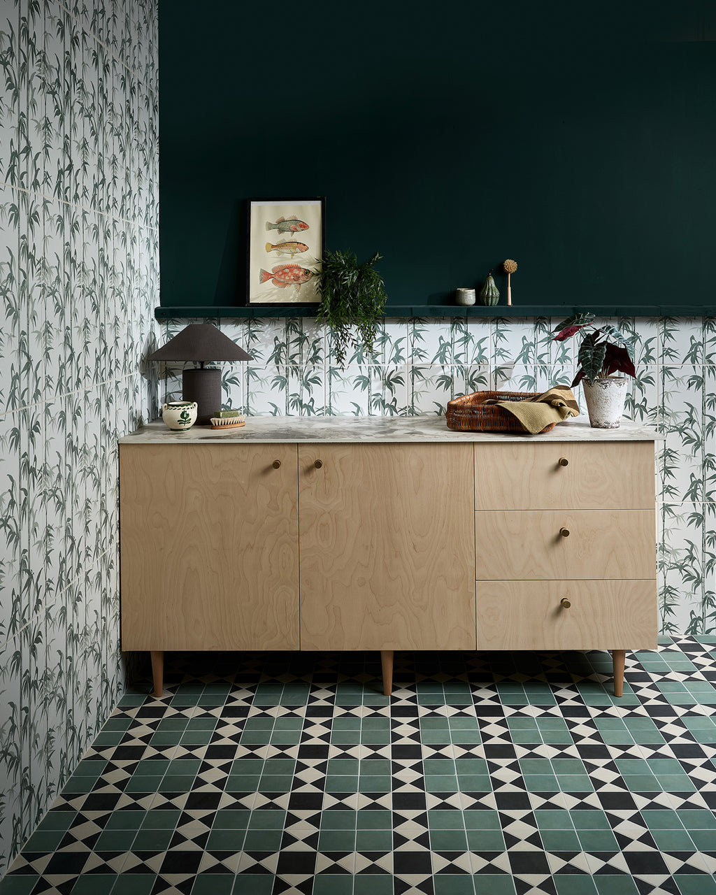 Victorian Style™ Porcelain Finchley Pattern Forest Green