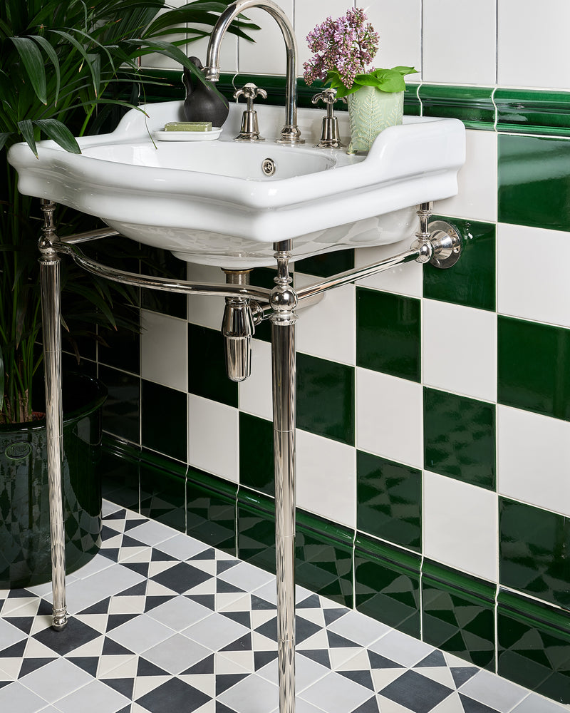 Victorian Style™ Wall Ceramic Olive Green Skirting Crackle Glaze|Shown with Victorian Style Olive Green Square and Dado, Cotton White Square and Victorian Style Finchley Soft Grey|victorian-style-wall-ceramic-olive-green-square, victorian-style-wall-ceramic-olive-green-dado, victorian-style-wall-ceramic-cotton-white-square, victorian-style-porcelain-finchley-pattern-soft-grey