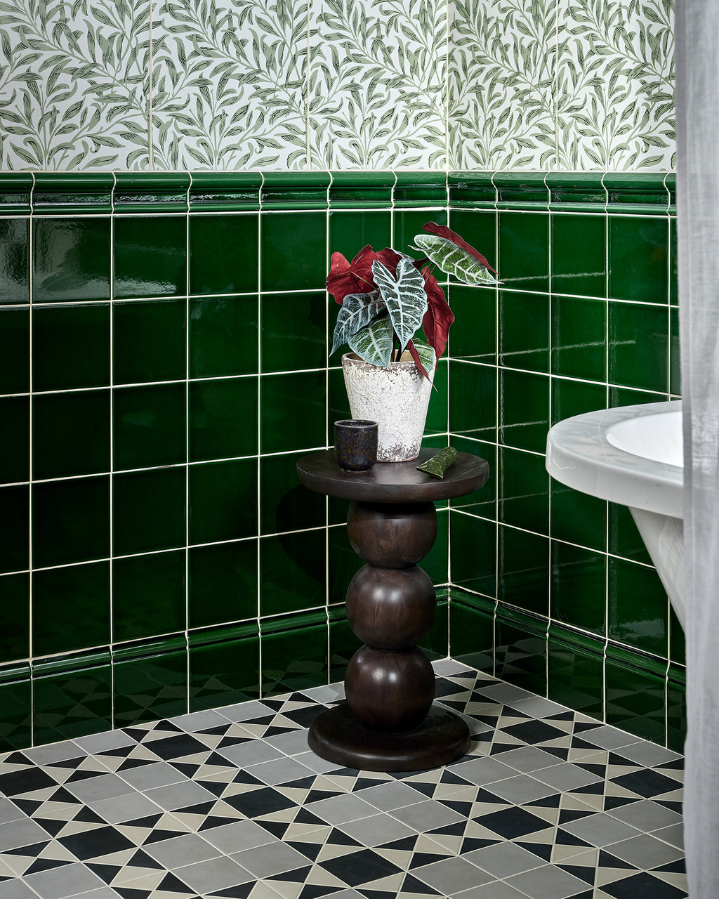 Victorian Style™ Wall Ceramic Olive Green Square Crackle Glaze
