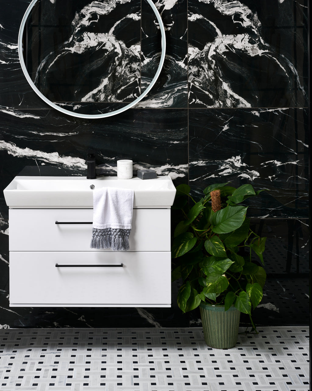 Zen Marble Honed Finish Grand Basket Weave